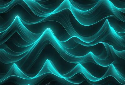The primary subject of the image is a blue, light-filled, and swirling pattern. The setting is a dark background, which contrasts with the bright blue swirls. The visual style is a digital art or illustration, creating a vibrant and dynamic atmosphere. The dominant colors are blue and green, with the blue swirls and the green background creating a sense of depth and movement.