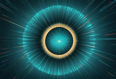 The primary subject of the image is a blue circle with a yellow center, which appears to be a digital art or illustration. The setting is a blue background, and the visual style is a combination of digital art and illustration. The colors and mood of the image are predominantly blue and yellow, creating a vibrant and lively atmosphere.