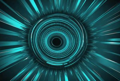 The primary subject of the image is a large, brightly colored, and swirling circle. The circle is surrounded by a blue background, giving it a vibrant and lively appearance. The visual style of the image is a combination of photo and digital art, creating a unique and eye-catching effect. The colors and mood of the image are predominantly blue and energetic, with the swirling motion of the circle adding a sense of motion and dynamism to the scene.