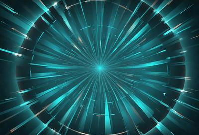 The primary subject of the image is a blue, circular, and shiny object, which appears to be a light source or a brightly colored gemstone. The setting is a dark background, which contrasts with the bright blue object. The visual style is a combination of a photo and digital art, creating a unique and eye-catching image. The colors and mood are predominantly blue, with a sense of depth and vibrancy.