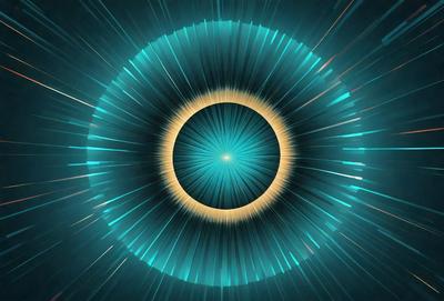 The primary subject of the image is a blue circle with a yellow center, which appears to be a digital art or illustration. The setting is a blue background, and the visual style is a combination of digital art and illustration. The colors and mood of the image are predominantly blue and yellow, creating a vibrant and lively atmosphere.