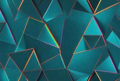 The primary subject of the image is a blue and yellow geometric pattern, which is the main focus of the image. The setting is a blue background, and the visual style is a combination of photo and digital art. The dominant colors are blue and yellow, creating a vibrant and lively atmosphere.