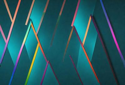 The primary subject of the image is a blue wall with a pattern of colorful stripes. The setting is a room with a blue background, and the visual style appears to be a digital art or illustration. The dominant colors are blue and various shades of the colorful stripes, creating a vibrant and lively atmosphere.
