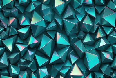 The primary subject of the image is a large number of blue triangles, which are arranged in a pattern. The setting is a blue background, which creates a visually striking contrast with the triangles. The visual style is a combination of digital art and illustration, as the triangles are created using a computer-generated design. The dominant colors are blue and silver, giving the image a modern and sleek appearance.