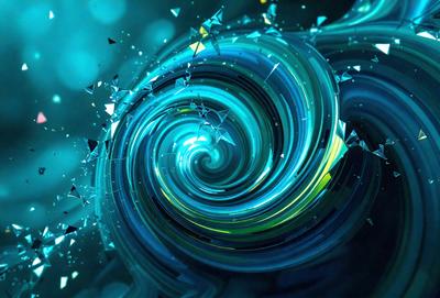 The primary subject of the image is a spiral-shaped blue object, which appears to be a digital art or illustration. The setting is a dark blue background, which contrasts with the bright blue spiral. The visual style is a combination of digital art and illustration, creating a unique and eye-catching design. The colors and mood of the image are predominantly blue, giving it a calm and serene atmosphere.