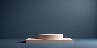 The primary subject of the image is a white, circular object placed on a blue surface. The setting appears to be a dark room, with the blue wall serving as the background. The visual style of the image is a photo, capturing the details of the circular object and its surroundings. The colors in the image are predominantly blue and white, creating a calm and serene atmosphere.