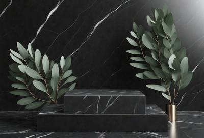 The primary subject of the image is a black marble table with a box on top of it. The setting is a black and white photo, giving it a classic and timeless appearance. The visual style is a high-quality photograph, capturing the details of the marble table and the box on top of it. The colors and mood of the image are predominantly black and white, creating a sense of elegance and sophistication.