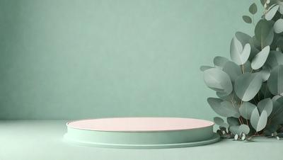 The primary subject of the image is a pink plate or tray, which is placed on a green surface. The setting appears to be a room with a wall painted in a light green color. The visual style of the image is a photo, and the dominant colors are pink and green. The overall atmosphere of the image is calm and inviting.
