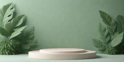 The primary subject of the image is a white, round, flat surface, possibly a table or a piece of art. The setting is a green wall, which serves as the background. The visual style appears to be a photo, as it captures the details of the white surface and the green wall. The colors and mood of the image are predominantly green and white, creating a calm and serene atmosphere.