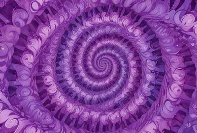 The primary subject of the image is a purple spiral pattern, which is the main object, scene, or focus of the image. The setting or background is a purple spiral pattern, and the visual style is digital art. The dominant colors and overall atmosphere are purple and spiral-like, creating a visually appealing and intricate design.