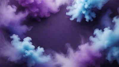 The primary subject of the image is a purple and blue cloud, which is the main object, scene, or focus of the image. The setting or background is a dark, cloudy sky, and the visual style is a digital art or illustration. The dominant colors in the image are purple and blue, creating a calm and serene atmosphere.