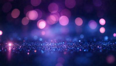 The primary subject of the image is a purple background with a blue hue, featuring a pattern of bright, shining lights. The setting appears to be a dark room, with the lights creating a visually striking and captivating atmosphere. The visual style of the image is a combination of digital art and illustration, as the lights are depicted in a way that resembles a digital artwork or a painting. The colors and mood of the image are predominantly purple and blue, with the bright lights adding a