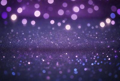 The primary subject of the image is a purple background with a pattern of sparkling lights. The setting appears to be a dark room, and the visual style is a combination of a photo and digital art. The dominant colors are purple and blue, creating a calm and serene atmosphere.