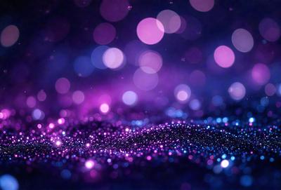 The primary subject of the image is a purple background with a blue hue, featuring a pattern of bright, shining lights. The setting appears to be a dark, starry night, with the lights creating a mesmerizing effect. The visual style of the image is a combination of digital art and illustration, giving it a unique and captivating appearance. The colors and mood of the image are predominantly purple and blue, creating a serene and dreamy atmosphere.