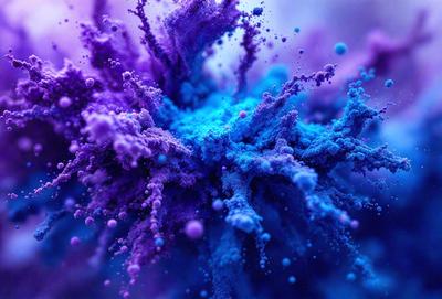 The primary subject of the image is a close-up of a purple and blue swirling pattern, which appears to be a digital art or illustration. The setting is a purple and blue background, creating a vibrant and lively atmosphere. The visual style is a mix of digital art and illustration, with the swirling pattern being the main focus of the image. The colors and mood convey a sense of energy and creativity, as the swirling pattern is a common symbol of movement and dynamism.