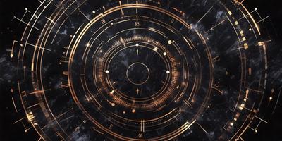 The primary subject of the image is a clock with a gold and black design. The clock is set against a black background, giving it a contrasting appearance. The visual style of the image is a combination of digital art and illustration, creating a unique and intricate design. The colors and mood of the image are predominantly dark, with the gold and black elements adding a touch of elegance and sophistication.
