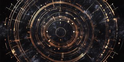 The primary subject of the image is a clock with a gold and black design. The clock is set against a black background, giving it a modern and sleek appearance. The visual style of the image is a combination of digital art and illustration, creating a unique and eye-catching design. The colors and mood of the image are predominantly black and gold, giving it a sophisticated and elegant feel.