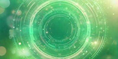 The primary subject of the image is a green, circular, and intricate design. The setting is a green background, which complements the circular design. The visual style is a combination of digital art and illustration, creating a unique and captivating image. The colors and mood are predominantly green, giving the design a fresh and lively appearance.