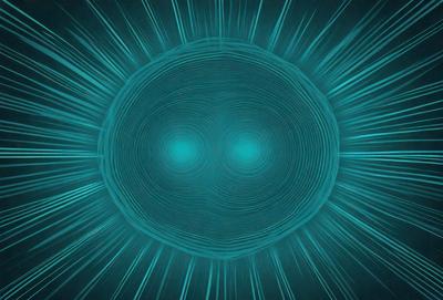 The primary subject of the image is a blue circle with a pattern of light and dark blue lines. The setting is a blue background, and the visual style appears to be a digital art or illustration. The colors and mood of the image are predominantly blue, creating a calm and serene atmosphere.