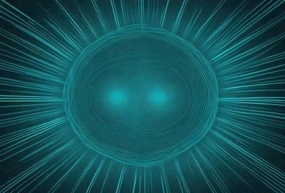The primary subject of the image is a blue circle with a pattern of light and dark blue lines. The setting is a dark blue background, and the visual style appears to be a digital art or illustration. The colors and mood of the image are predominantly dark and moody, with the blue circle being the main focal point.