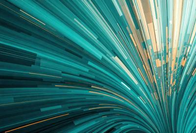 The primary subject of the image is a blue and yellow light streak, which appears to be a blurry or fast-moving object. The setting is a blue background, which adds to the overall atmosphere of the image. The visual style is a combination of photo and digital art, creating a dynamic and vibrant scene. The colors and mood of the image are energetic and lively, with the blue and yellow light streak being the main focus of the composition.