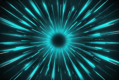 The primary subject of the image is a bright blue light, which appears to be a neon light or a lightning bolt. The light is surrounded by a dark background, creating a striking contrast. The visual style of the image is digital art, as it has a modern and futuristic appearance. The dominant colors in the image are blue and black, giving it a bold and energetic mood.
