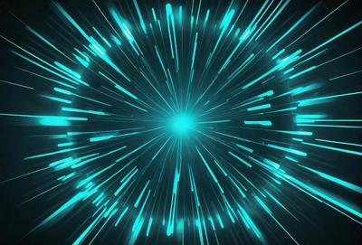 The primary subject of the image is a bright blue light, which appears to be a neon light or a lightning bolt. The light is surrounded by a blue and green background, creating a visually striking scene. The visual style of the image is digital art, as it appears to be a computer-generated or digitally manipulated image. The dominant colors in the image are blue and green, giving it a vibrant and energetic atmosphere.