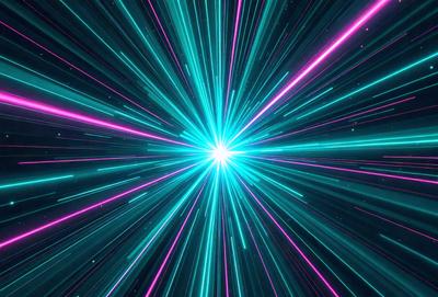 The primary subject of the image is a bright, colorful, and vibrant light source, which appears to be a neon light or a light bulb. The light source is surrounded by a purple and blue background, creating a visually striking scene. The visual style of the image is a close-up of the light source, emphasizing its vivid colors and unique appearance. The overall atmosphere of the image is energetic and lively, with the bright light source serving as the focal point of the scene.