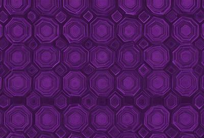 The primary subject of the image is a purple patterned wallpaper with a geometric design. The setting is a room with a purple wall, and the visual style is a close-up of the wallpaper. The colors and mood of the image are predominantly purple, creating a calm and soothing atmosphere.
