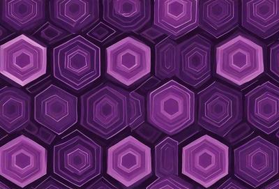 The primary subject of the image is a purple and black geometric pattern, which is the main focus of the image. The setting is a purple and black background, which complements the pattern. The visual style is a digital art or illustration, as the pattern is intricately designed and detailed. The colors and mood of the image are predominantly purple and black, creating a bold and striking appearance.