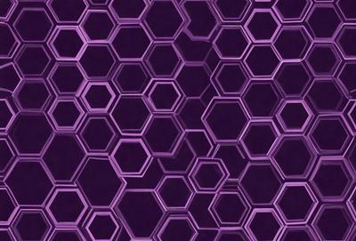 The primary subject of the image is a purple hexagonal pattern. The setting is a purple background, and the visual style appears to be a digital art or illustration. The dominant colors are purple and black, creating a bold and striking atmosphere.