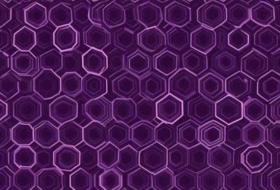 The primary subject of the image is a purple hexagonal pattern. The setting is a purple background, and the visual style appears to be a digital art or illustration. The dominant colors are purple and pink, creating a calm and soothing atmosphere.