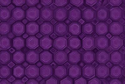 The primary subject of the image is a purple patterned surface, which appears to be a wallpaper or a textile. The setting is indoors, with the patterned surface covering the entire background. The visual style is a combination of digital art and illustration, creating a unique and eye-catching design. The dominant colors are purple and black, giving the scene a bold and striking appearance.