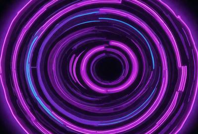 The primary subject of the image is a purple circle with a black hole in the center. The circle appears to be a neon or glowing object, giving it a unique and eye-catching visual style. The setting or background of the image is a dark space, which contrasts with the bright purple circle and the black hole. The overall atmosphere of the image is mysterious and intriguing, as the viewer is drawn to the center of the circle to explore the black hole.
