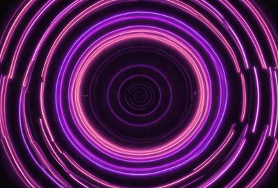 The primary subject of the image is a purple circle with a spiral pattern inside it. The setting is a dark background, which contrasts with the bright purple color of the circle. The visual style appears to be a digital art or illustration, as the spiral pattern and the overall composition give the impression of a computer-generated or hand-drawn design. The colors and mood of the image are predominantly purple, creating a sense of depth and intrigue.