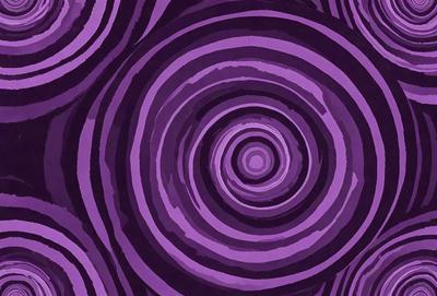 The primary subject of the image is a purple spiral pattern. The setting is a purple background, and the visual style appears to be a combination of a photo and a digital art or illustration. The colors and mood of the image are predominantly purple, creating a sense of depth and intrigue.