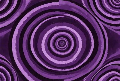 The primary subject of the image is a purple spiral pattern, which is the main object, scene, or focus of the image. The setting or background is a purple and black swirl pattern, which is the environment, backdrop, or surface visible in the image. The visual style of the image is a digital art or illustration, as it is a digital representation of a spiral pattern. The dominant colors in the image are purple and black, creating a bold and striking atmosphere.