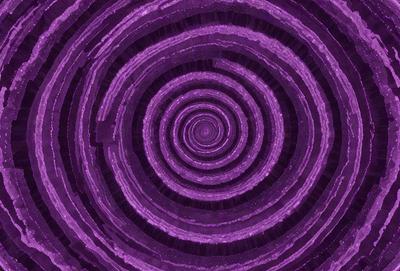The primary subject of the image is a purple spiral pattern. The setting is a purple background, which creates a visually striking contrast with the spiral pattern. The visual style appears to be a combination of digital art and illustration, as the spiral pattern is intricately detailed and the background is smooth and consistent. The colors and mood of the image are predominantly purple, which gives it a calming and serene atmosphere.