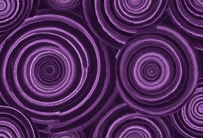 The primary subject of the image is a purple spiral pattern. The setting is a purple background, and the visual style appears to be a digital art or illustration. The dominant colors are purple and black, creating a bold and striking atmosphere.