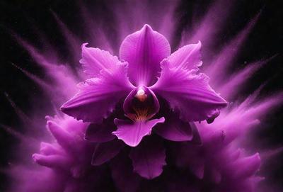 Purple orchid flower with purple petals and a white center.