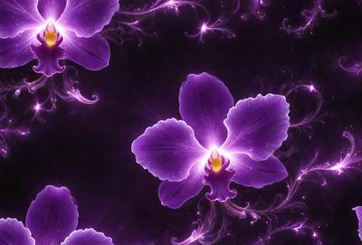 Purple flowers with purple petals and yellow centers.