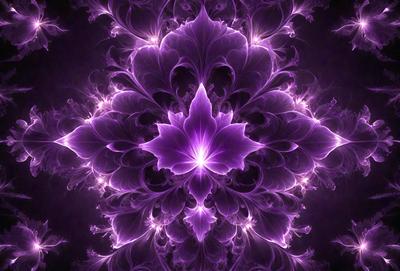 The primary subject of the image is a purple flower with a purple background. The visual style appears to be a digital art or illustration, with a purple and white color scheme. The flower is the main focus of the image, and its vibrant color and intricate design create a captivating and visually appealing scene.