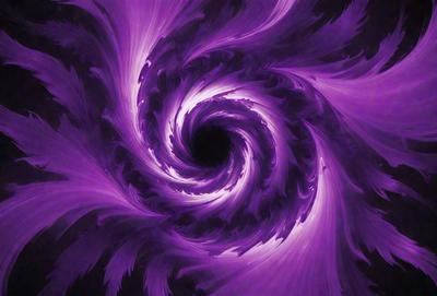 The primary subject of the image is a purple spiral pattern, which appears to be a digital art or illustration. The setting is a black background, which contrasts with the purple spiral. The visual style is a combination of digital art and illustration, creating a unique and eye-catching design. The colors and mood of the image are predominantly purple, giving it a calming and artistic atmosphere.