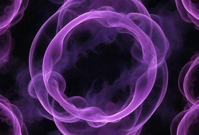 The primary subject of the image is a purple, swirling, and circular shape, which appears to be a digital art or illustration. The setting is a dark background, which contrasts with the purple shape. The visual style is a combination of digital art and illustration, creating a unique and captivating image. The colors and mood of the image are predominantly purple, giving it a mysterious and enchanting atmosphere.
