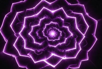 The primary subject of the image is a purple flower with a yellow center, surrounded by a purple background. The visual style of the image is a digital art or illustration, with a purple and yellow color scheme that creates a calm and serene atmosphere.