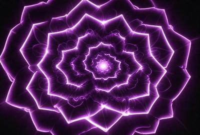The primary subject of the image is a purple flower with a yellow center, surrounded by a purple background. The visual style of the image is a digital art or illustration, with a purple and yellow color scheme that creates a calm and serene atmosphere.