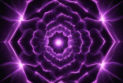 The primary subject of the image is a purple, swirling, and circular pattern. The setting is a dark background, which contrasts with the purple pattern. The visual style is a combination of digital art and illustration, creating a unique and eye-catching design. The colors and mood of the image are predominantly purple, giving it a calming and serene atmosphere.