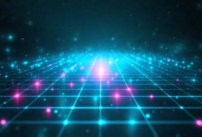 The primary subject of the image is a blue and pink neon pattern, which is the main focus of the image. The setting is a dark background, which contrasts with the bright colors of the neon pattern. The visual style is a digital art or illustration, as the pattern appears to be a digital creation. The colors and mood of the image are vibrant and energetic, with the blue and pink neon lights creating a lively atmosphere.