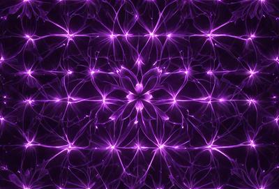 The primary subject of the image is a purple and white geometric pattern, which appears to be a digital art or illustration. The setting is a purple background, and the visual style is a combination of digital art and illustration. The dominant colors in the image are purple and white, creating a calm and serene atmosphere.