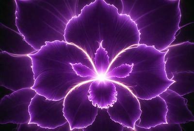 The primary subject of the image is a purple flower with a bright yellow center. The flower is the main focus of the image, and it is set against a purple background. The visual style of the image is a combination of photo and digital art, creating a unique and eye-catching effect. The dominant colors in the image are purple and yellow, giving the image a vibrant and lively atmosphere.